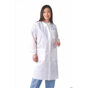 Medline Knit Cuff/Traditional Collar Multi-Layer Lab Coat in White in XL NONSW100XL XL