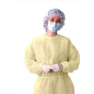 Medline Lightweight Multi-Ply Fluid Resistant Isolation Gowns in Yellow in NON27236 