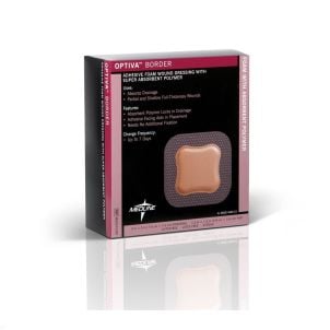 Case of Medline Optiva Foam Border Dressings MSC6733EPZ
