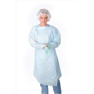 Medline Polyethylene Thumb Loop Style Isolation Gowns in Blue in CRI5000 