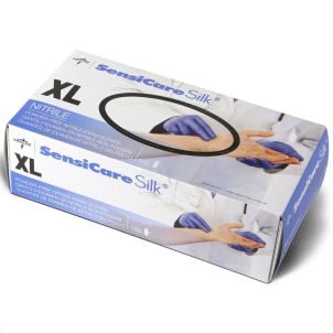 Medline SensiCare Silk Nitrile Exam Gloves Dark Blue X Large MDS7087H