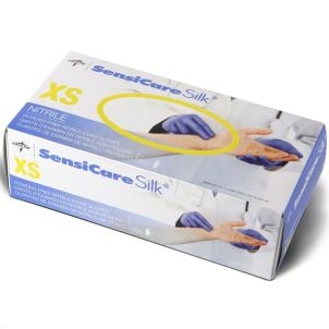 Medline SensiCare Silk Nitrile Exam Gloves Dark Blue X Small MDS7083H