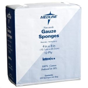 Case of Medline Woven Non Sterile Gauze Sponges NON25812ZZ