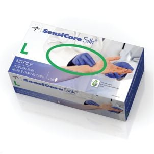 Case of SensiCare Silk Nitrile Exam Gloves | Dark Blue | Large