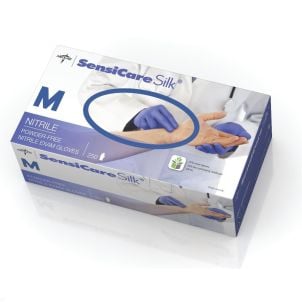 Case of SensiCare Silk Nitrile Exam Gloves | Dark Blue | Medium