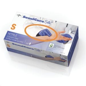 Case of SensiCare Silk Nitrile Exam Gloves | Dark Blue | Small