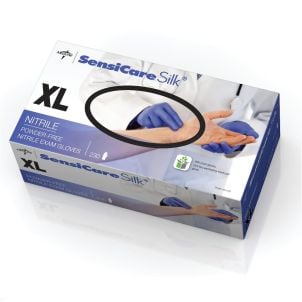 Case of SensiCare Silk Nitrile Exam Gloves | Dark Blue | X-Large