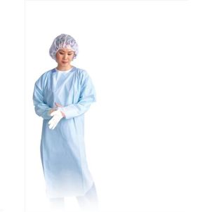Thumbs Up Polyethylene Isolation Gown in Blue in NONTH150 