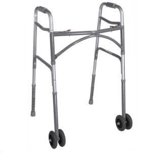 Two Button Bariatric Aluminum Folding Walker With Wheels 10220-1WW
