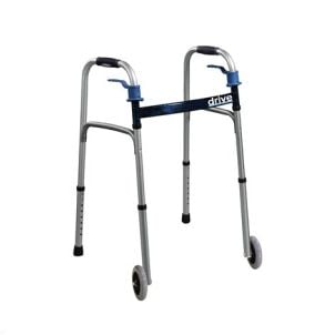 Adult Trigger Release Folding Walker with Wheels by Drive Medical