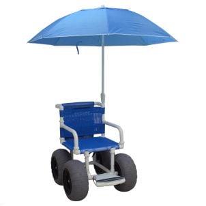 All Terrain Beach Wheelchair with Umbrella MJM Intl, Blue E720-ATC-GRYW-UMB
