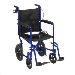 Blue Lightweight Expedition Transport Chair Brakes Drive Medical exp19ltbl