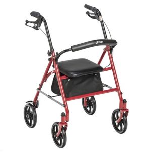 Four Wheel Walker Rollator Fold Up Back Red Drive Medical 10257RD