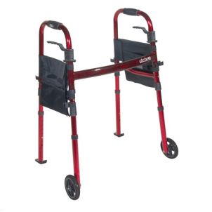 Portable Folding Travel Walker 5" Wheels Fold up Legs 