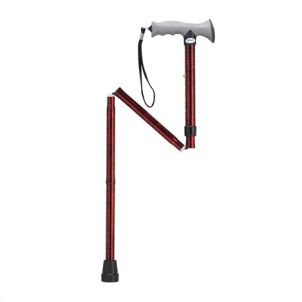 Drive Adjustable Lightweight Folding Cane with Gel Hand Grip, Red Crackle