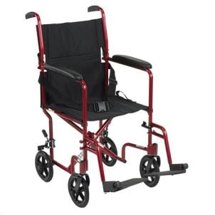 19 Inch Lightweight Red Transport Wheelchair by Drive Medical
