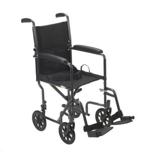 Drive Lightweight Steel Transport Wheelchair, Fixed Full Arms, 19" Seat