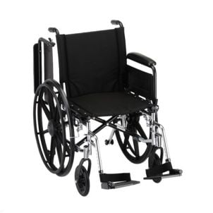 HAMMERTONE WHEELCHAIR- 18 INCH LIGHTWEIGHT WITH FLIP BACK FULL ARMS & SWINGAWAY FOOTREST