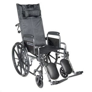 Silver Sport Reclining Wheelchair Detachable Desk Length Arms