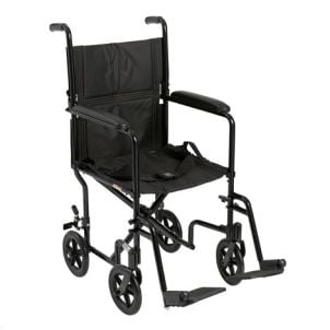 19 Inich Lightweight Black Transport Wheelchair by Drive Medical