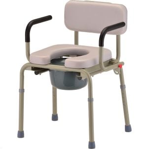 PADDED DROP ARM COMMODE- GRAY by Nova