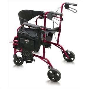 Red Medline Combination Rollator/Transport Chair MDS808200TRR