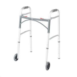 Deluxe Two Button Folding Walker with 5" Wheels by Drive Medical