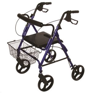 Blue Aluminum Deluxe Rollator with Removable Wheels - Roscoe Medical