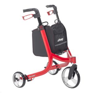 Nitro 3 Wheel Walker Rollator by Drive Medical, Red
