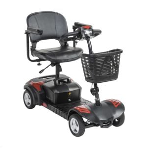 Scout Long Range Red Compact Travel Power Mobility Scooter, | 4 Wheel | 14 Mile Battery