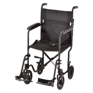 Transport Chair- 19 Inch Lightweight With Swingaway Footrests Black by Nova
