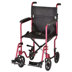 Transport Chair - 19 Inch Lightweight With Swingaway Footrests Red by Nova
