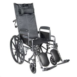 Silver Sport Reclining Wheelchair Detachable Desk Length Arms, 18" Seat