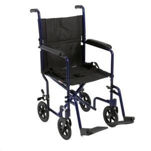 19 Inch Lightweight Blue Transport Wheelchair by Drive Medical