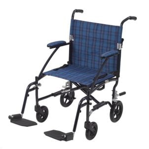 19" Blue Fly-Lite Ultra Lightweight Transport Chair by Drive Medical