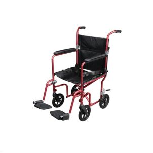 Flyweight Lightweight Red Transport Wheelchair