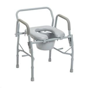 Steel Drop Arm Bedside Commode Padded Seat & Arms 11125PSKD-1