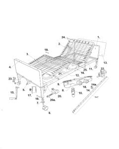 Parts List Diagram Delta Ultra-Light 1000 Semi-Electric Hospital Bed Drive Bed Model 15030