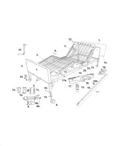 Delta Full Electric Parts List and Diagram for Drive Hospital Bed Model 15033