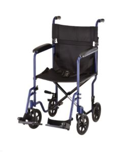 TRANSPORT CHAIR-19 INCH WITH SWINGAWAY FOOTRESTS BLUE by Nova