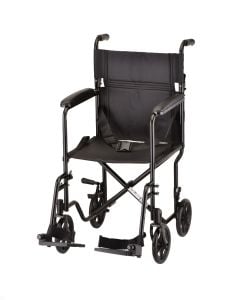 TRANSPORT CHAIR- 19 INCH WITH SWINGAWAY FOOTRESTS BLACK by Nova
