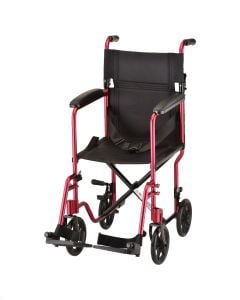 Lightweight Transport Chair 17" Swing Away Footrest Red Nova 327R