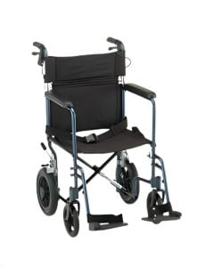 Transport Chair - Nova - 20" Lightweight, Hand Brakes, Swingaway Footrests - Blue