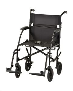 TRANSPORT CHAIR 19 INCH WITH DESK ARMS LIGHTWEIGHT BLACK by Nova