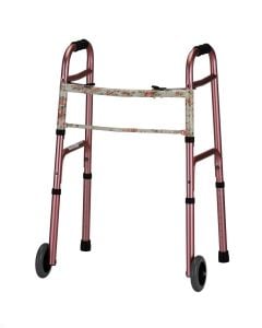 FOLDING WALKER 5in. WHEELS PINK WITH FLORAL Nova