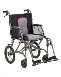 Gray AeroFly Ultra-Lite Transport Chair by Drive Medical, AFT18GY-SF
