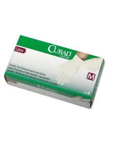 Box of CURAD Powder-Free Textured Latex Exam Gloves | Beige | Small