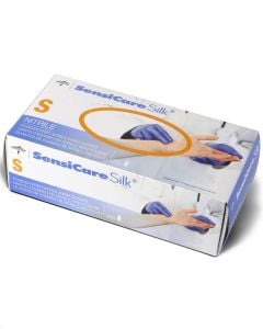 Box of Medline SensiCare Silk Nitrile Exam Gloves Dark Blue Small MDS7084