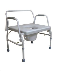 Grey Steel Bariatric Drop-Arm Commode - Roscoe Medical