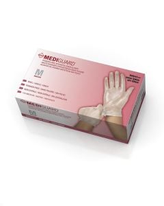 Case of 1500 MediGuard Vinyl Synthetic Exam Gloves | Clear | Medium